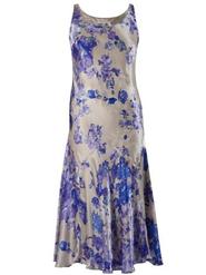 Pearl/Lilac Border Print Silk Dress
