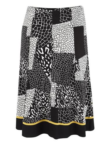 Black/Ivory Geometric Jersey Skirt With Contrast Tipping Black/Ivory Geometric Jersey Skirt With Contrast Tipping